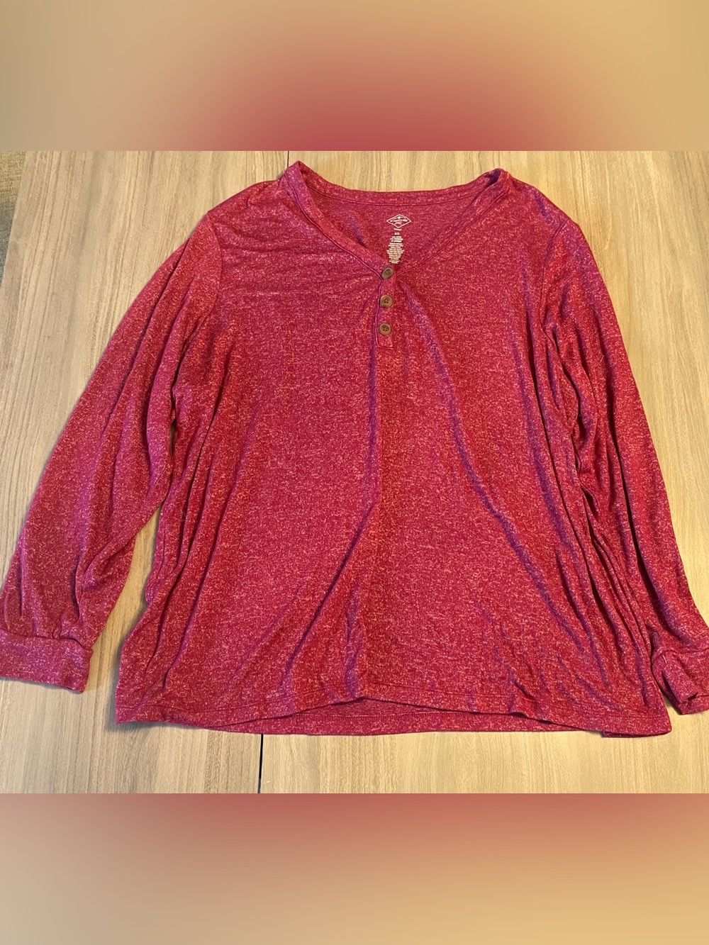 St. John’s Bay Women’s 2X Burgundy Red Long Sleeve Henley Top